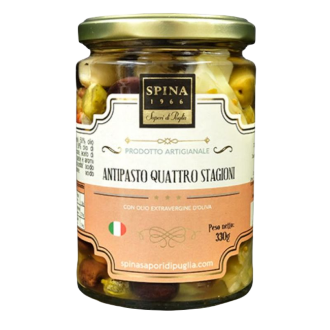 italiaans aperitiefhapje - antipasto quatro stagione - spina - puglia