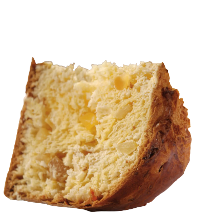 Panettone La Perla Esotica van La Perla di Torino met zoete, exotische fruitblokjes.